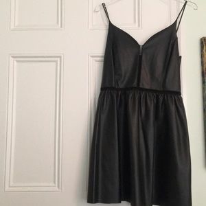 Zara black faux leather mini dress